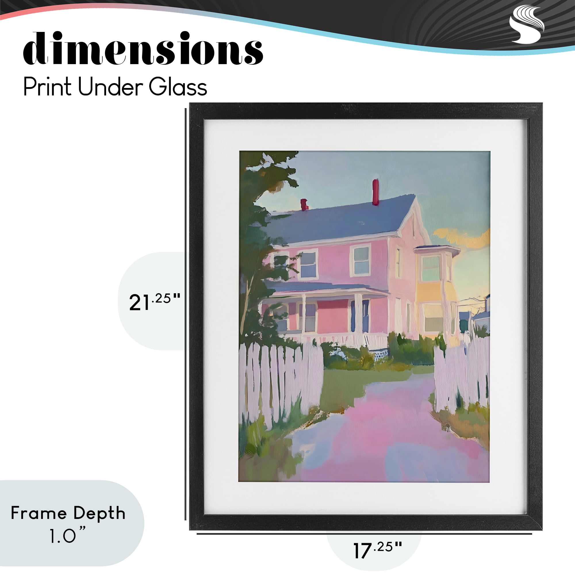Stupell Industries Pastel Pink House with Fence Black Framed Print Under Glass, design by The Prints Vibe