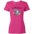 thumbnail image 3 of Inktastic I Love Soccer-Dinosaur in Blue Women's T-Shirt, 3 of 5