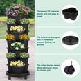 thumbnail image 4 of VECELO 7 Tiered Vertical Planters, Stackable Planters Garden Tower with Wheels and Support Pole, Stackable For Strawberries, Herb Vegetable Planters Indoor Outdoor, Black, 4 of 9