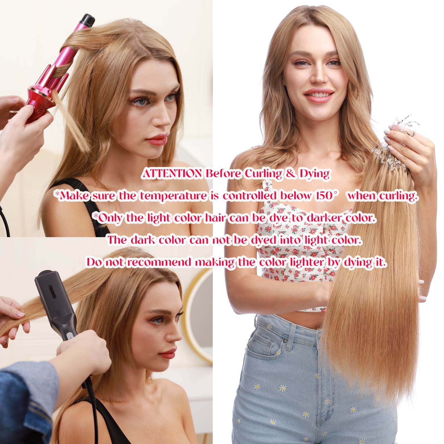 Benehair Human Hair Extensions Micro Ring Micro Beads Easy Loop 100% Remy Hair Extension Micro Link Hair 1g/Strand 100g Black Pre Bonded Soft