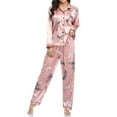 thumbnail image 5 of JGTDBPO Two Piece Pajama Set For Women Long Sleeve Sleepwear Soft Button Down Loungewear Pjs Set Nightwear With Long Pants Silk Satin Long Pajama For Women, 5 of 6