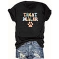 thumbnail image 1 of Women'S "Treat Dealer" Graphic Tee - Casual All-Season Rayon T-Shirt with Paw Print Design, Round Neck, Ladies T Shirts, 1 of 5