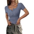 thumbnail image 1 of Remera PRETTYGARDEN Slim Fit Canalé Henley con Botones Azul Gris S, 1 of 7