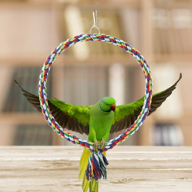 Columpio para loros, anillo circular para loros y pájaros, juguete para masticar pájaros, columpio para pájaros elaborado por expertos Jadeshay A