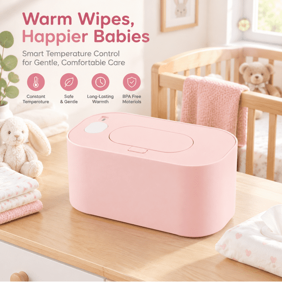 Cordless Baby Wipe Warmer – USB Rechargeable Portable Wipes Warmer & Dispenser for Newborn Baby, Sensitive Skin & Adult Wipes