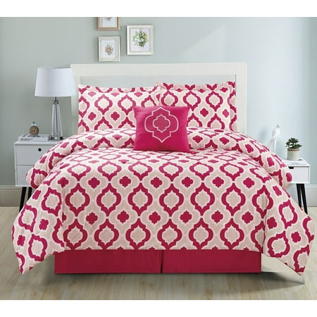 5 Piece Moroccan Pink Comforter Set King