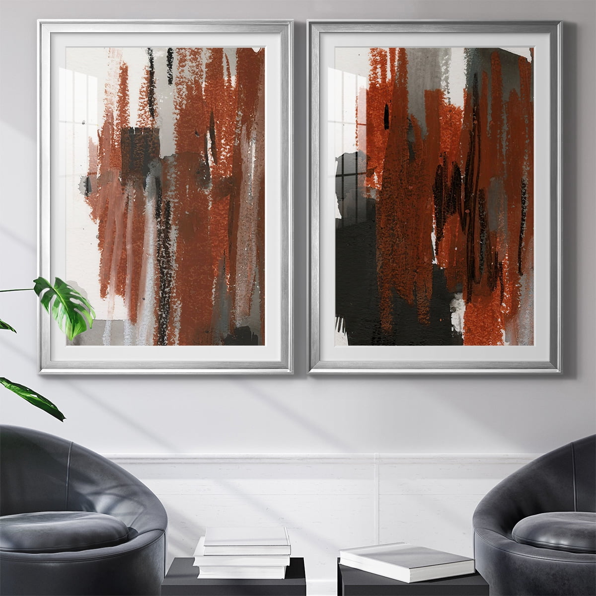 Wexford Home Loft Pastel V Premium Framed Print, 30.5" x 42.5" - Ready to Hang, Silver (Set of 2)