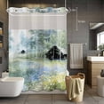 thumbnail image 5 of Flowerbed Cabin No Hooks Shower Curtain with Snap-in Liner Watercolor Spring Field Colored Floral Shower Curtains for Bathroom, Waterproof, Easy Install, Washable 60"x72", 5 of 9