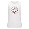 thumbnail image 3 of Gibobby Mujeres Verano Sin Mangas Cuello Redondo Béisbol Impresión Tank Tops Casual Camisetas Blusa Top(Blanco,G), 3 of 4