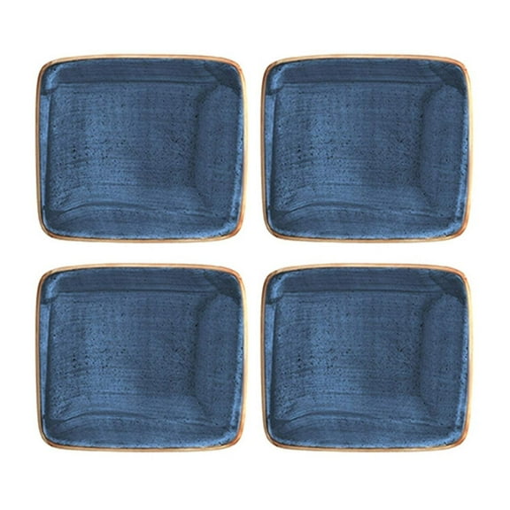 Dusk 3.5" x 3.5" x h:1.25" 1 oz. Square Blue Porcelain Ramekin (Set of 4)