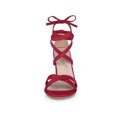 thumbnail image 2 of BLISSFUL STEP Sandales pour Femmes Talons Hauts Blocs Couleur Unie Sandales à Lacets Rouge 6, 2 of 8
