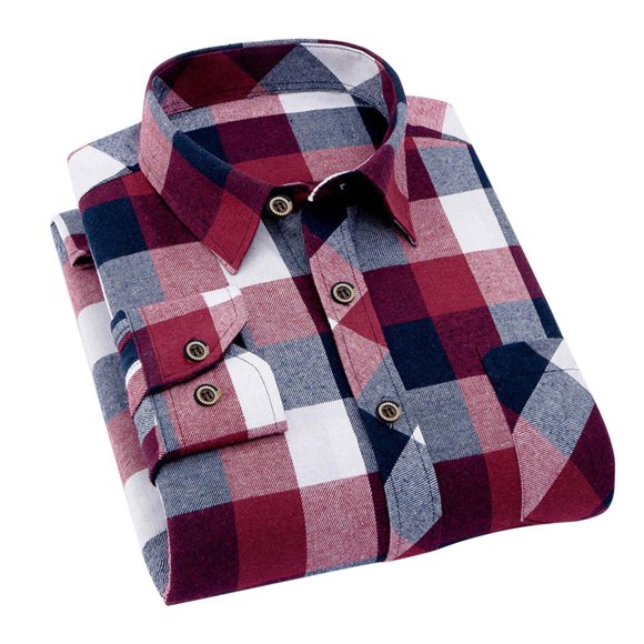 LIBRCLO Long Sleeve Shirts for Men Button Down Flannel Plaid Shirt Slim Fit Shirts Size XL