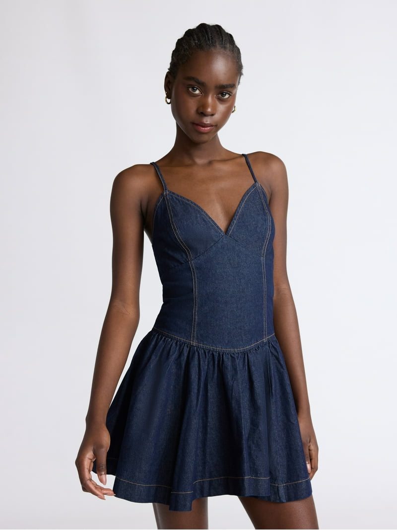 denim corset dress Denim Corset Zip Dress WL1103D main image 1