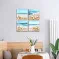 thumbnail image 5 of Beach Waves Wall Art Ocean Decor Sands Seashell Starfish Nature Pictures Blue Canvas Artwork Turquoise Wall Art for Bathroom Bedroom Living Room Office Kitchen Wall Decor 12" x 12" x 4 Pieces, 5 of 6