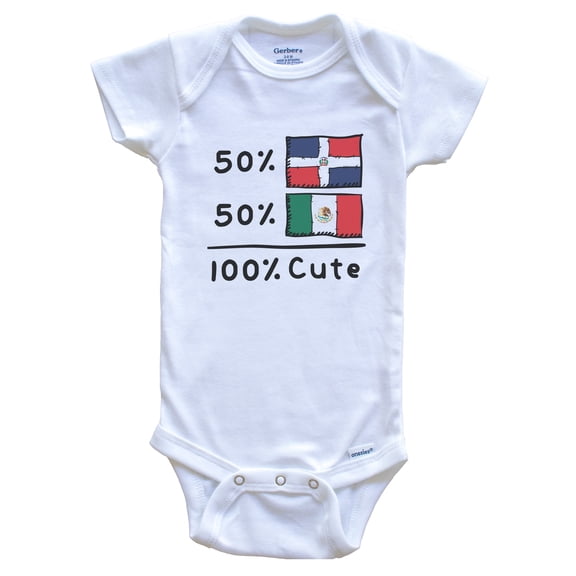 50% Dominican Plus 50% Mexican Equals 100% Cute Dominican Republic Mexico Flags Baby Bodysuit