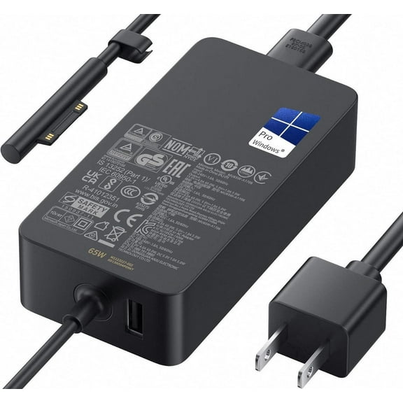 65W Surface Pro Laptop Charger for Microsoft Surface Pro 11, 10, 9, 8, 7 , 7, 6, 5, 4, 3, X, Windows Surface Laptop 6, 5, 4, 3, 2, 1, Surface Go Tablet, Surface Book 3, 2, 1, Support 44W, 36W