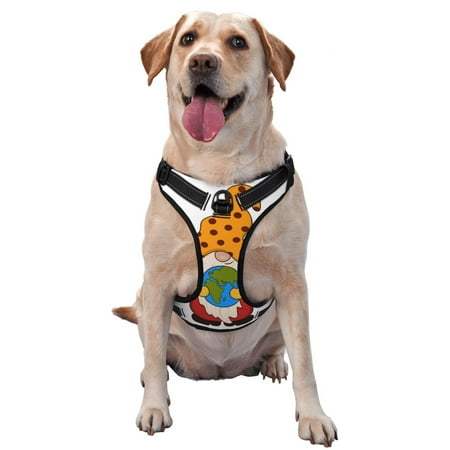 Cauagu Gnomes Are Holding School Supplies Pattern Reflective Dog Harness No-Pull Adjustable Dog Vest Pet Walking Vest No-Choke Pet Vest for Small Medium & Large Dogs-X-Large