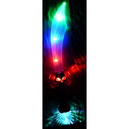 Light Up Chrome Skull Pirate Sword, Multicolor, The blade, the skull, and the prism ball all light up! By Flashing Panda