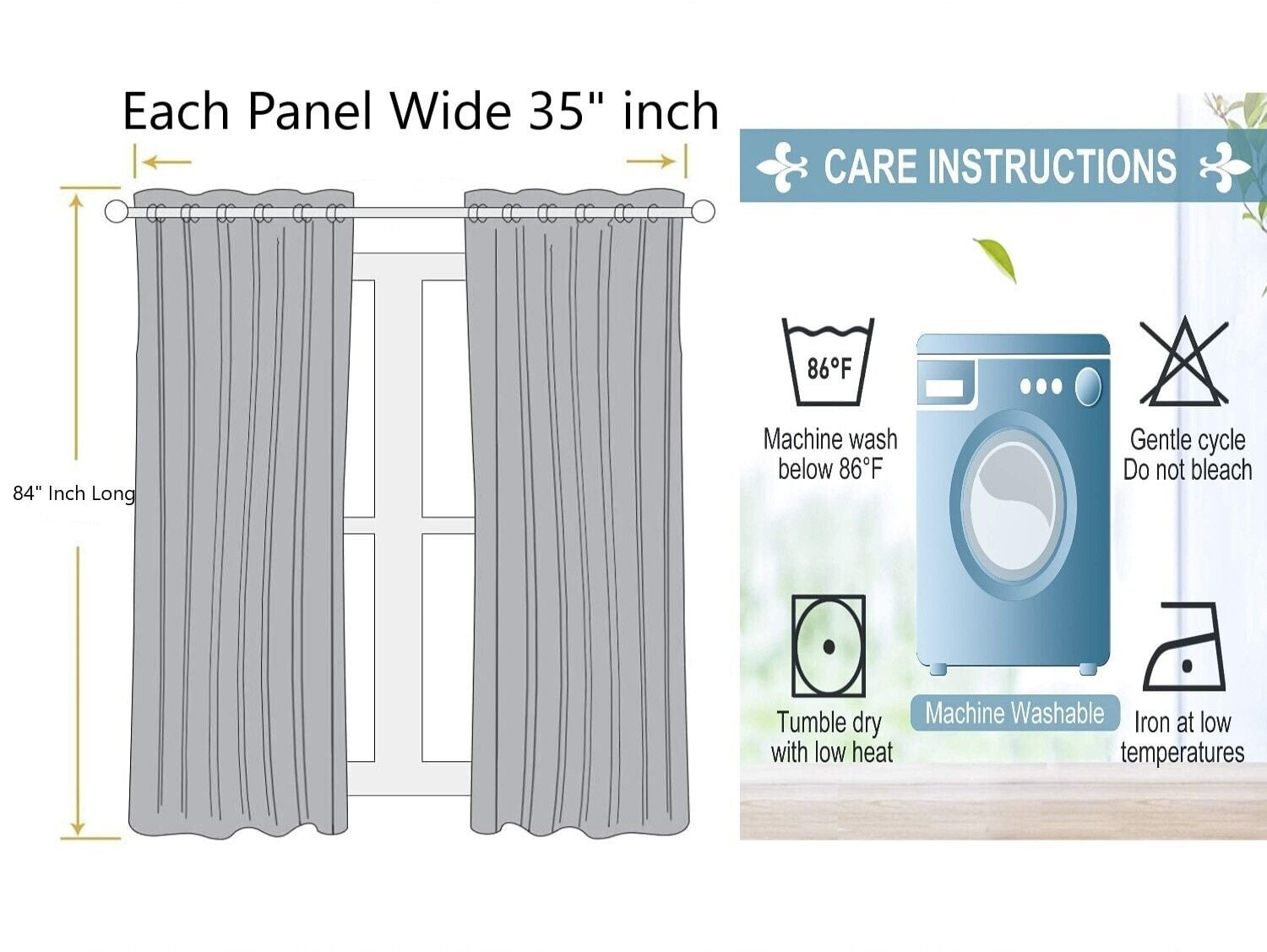 100% Full Room Darkening Adam Blackout Faux Silk Window Curtain 2 Panels Grommets For Bedroom, Living Room 37 inch X 84 inch Black Color