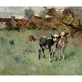 thumbnail image 2 of Harry Ives Thompson 17x15 Black Ornate Wood Framed Double Matted Museum Art Print Titled - Two Cows in a Pasture, 2 of 5