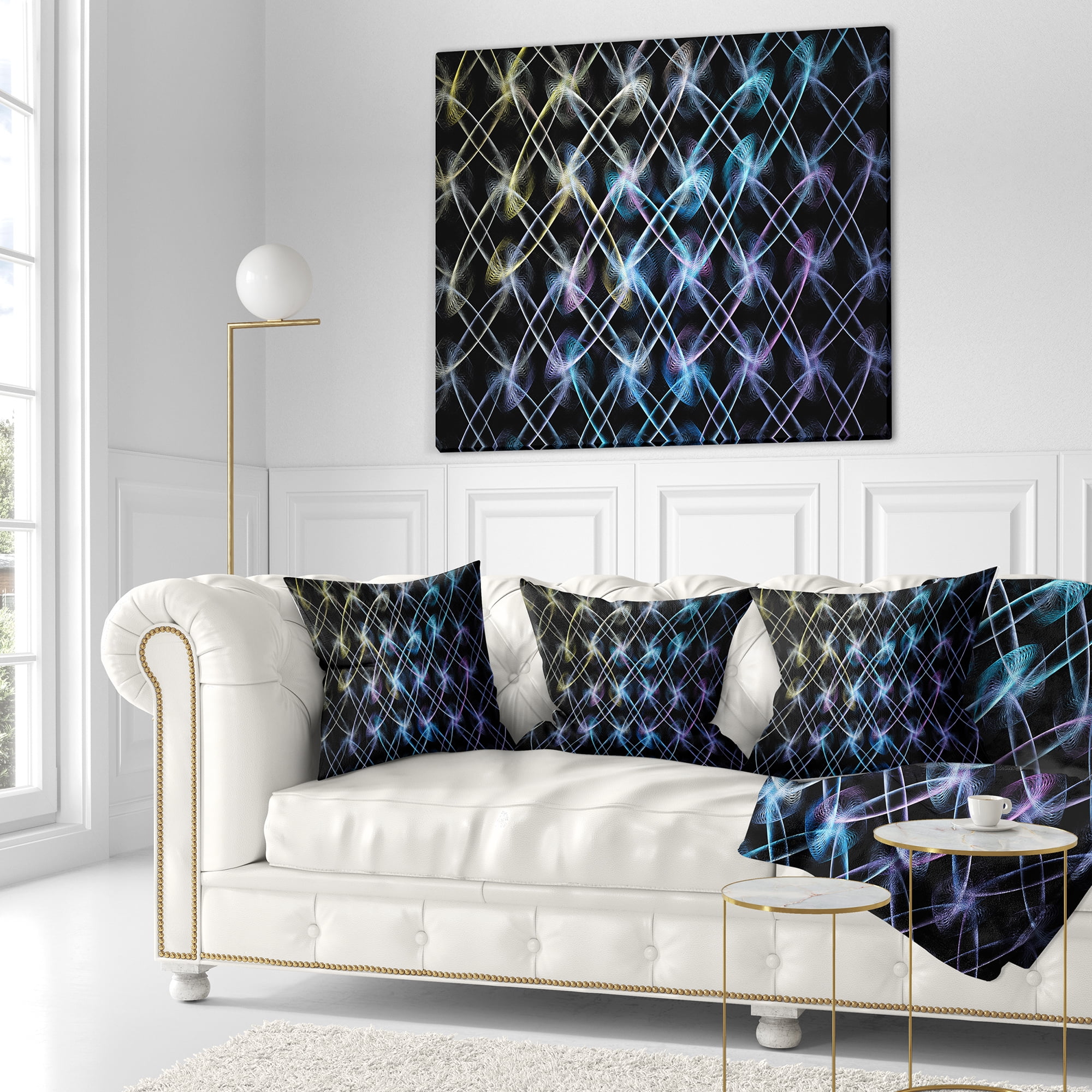 Designart Blue Unusual Fractal Metal Grill - Abstract Throw Pillow - 16x16