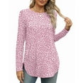 thumbnail image 3 of Ronuti Long Sleeve Shirts for Women Crewneck Basic Loose Tunic Tops Floral Beach Vacation Clothes, 3 of 6