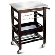 Angle View: Rolling Serving Cart with Wine Rack, Espresso