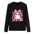 thumbnail image 3 of Sexlip Womens Long Sleeve Tops Casual Ribbon Graphic Shirts Blouses Loose Fit Cute Tunic Top Fall Fashion Clothes Black XXL, 3 of 3
