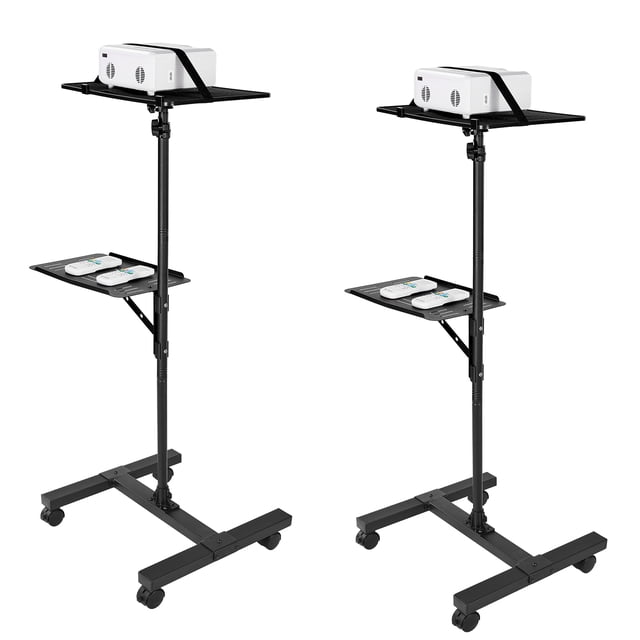 KFFKFF Support de Projecteur, Support de Plancher pour Portable à 2 Étagères, Table de Supports de Projecteur avec Hauteur Réglable de 33,86 à 53,54 Pouces, Cadre à Poutre en I Supports de Projecteurs Trépied