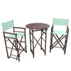 Zew Bamboo Espresso Pub Set With 2 Black High Director Chairs & Round Table