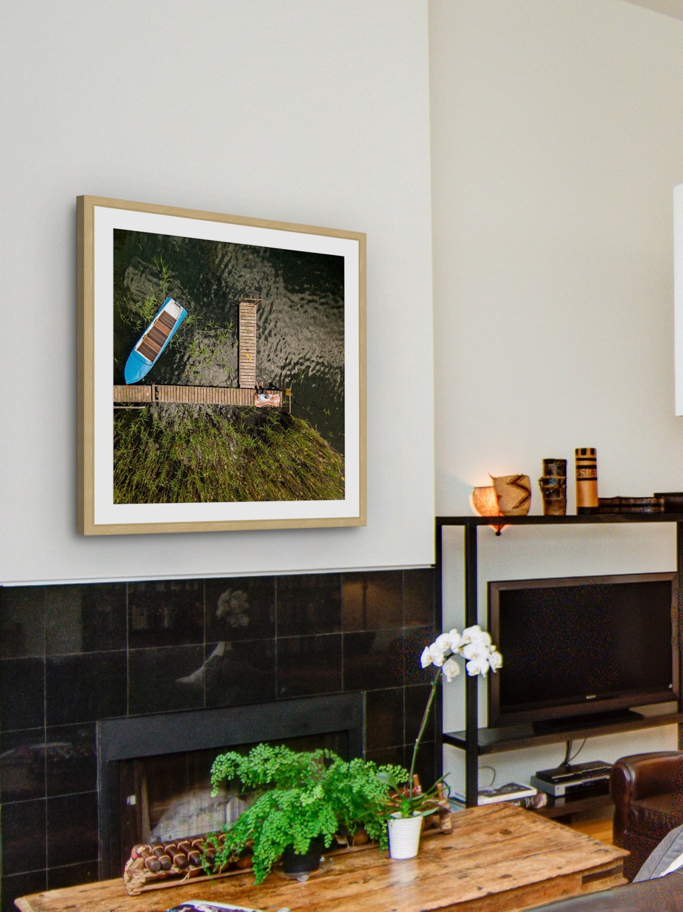 "Blue Boat" Framed Painting Print