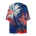 thumbnail image 6 of lcziwo Women's 4th of July Outfits American Flag Print Kimono Cover Ups 3/4 Sleeve Open Front Patriotic Cardigan Summer Chiffon Beachwear Navy XXL, 6 of 7