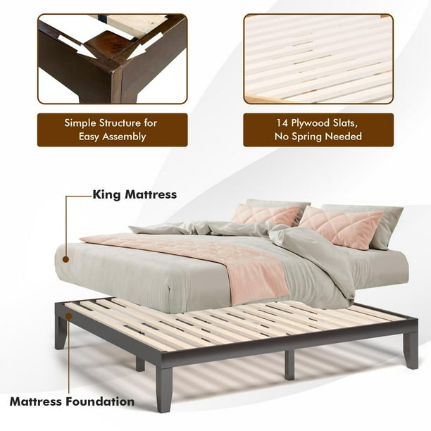 Giantex 14 inch solid 2024 wood platform bed frame