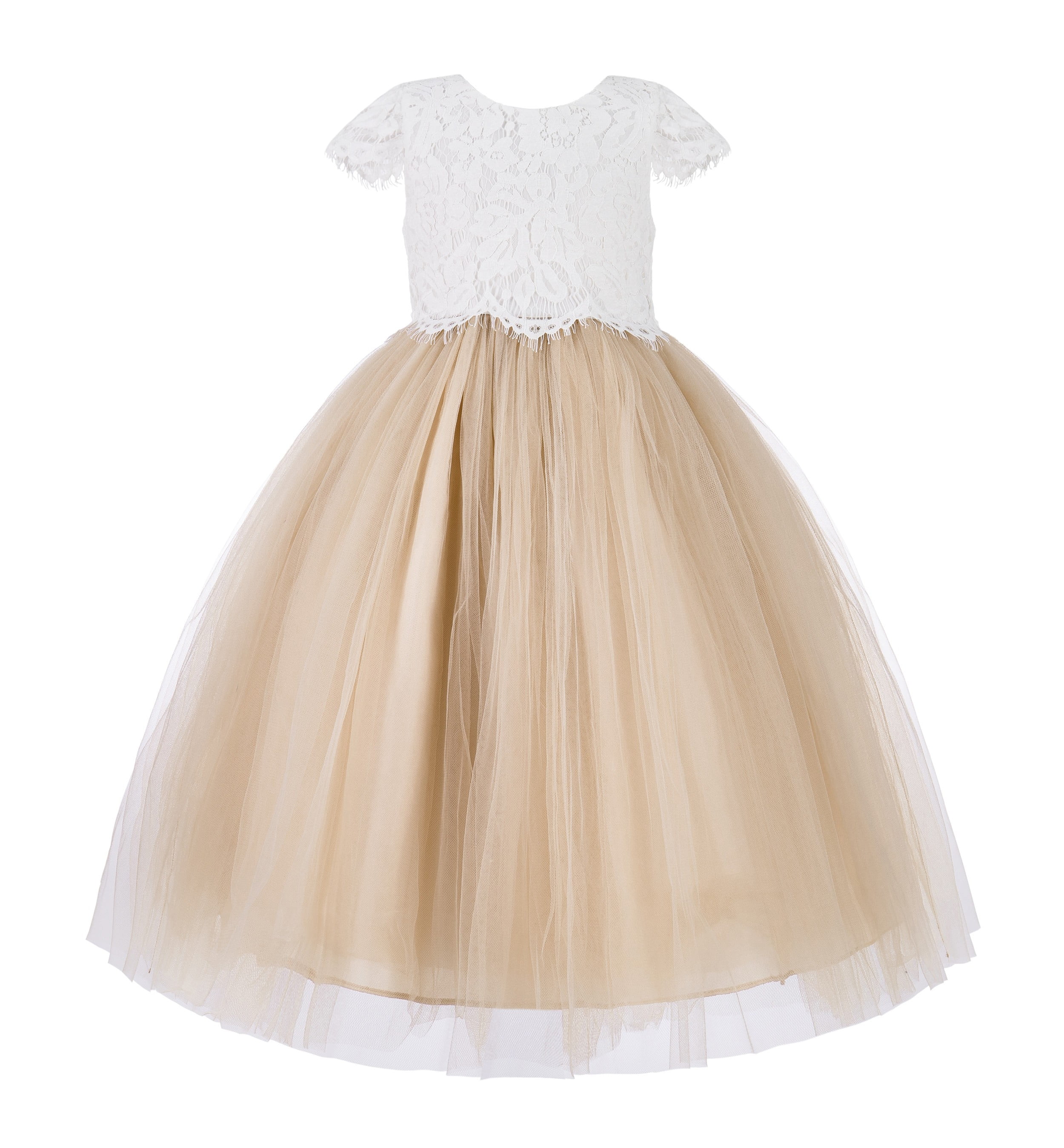 Ekidsbridal Lace Halter Back Flower Girl Dress for Graduation Ceremonial  Gown Father Daughter Dance 213 4 - Walmart.com