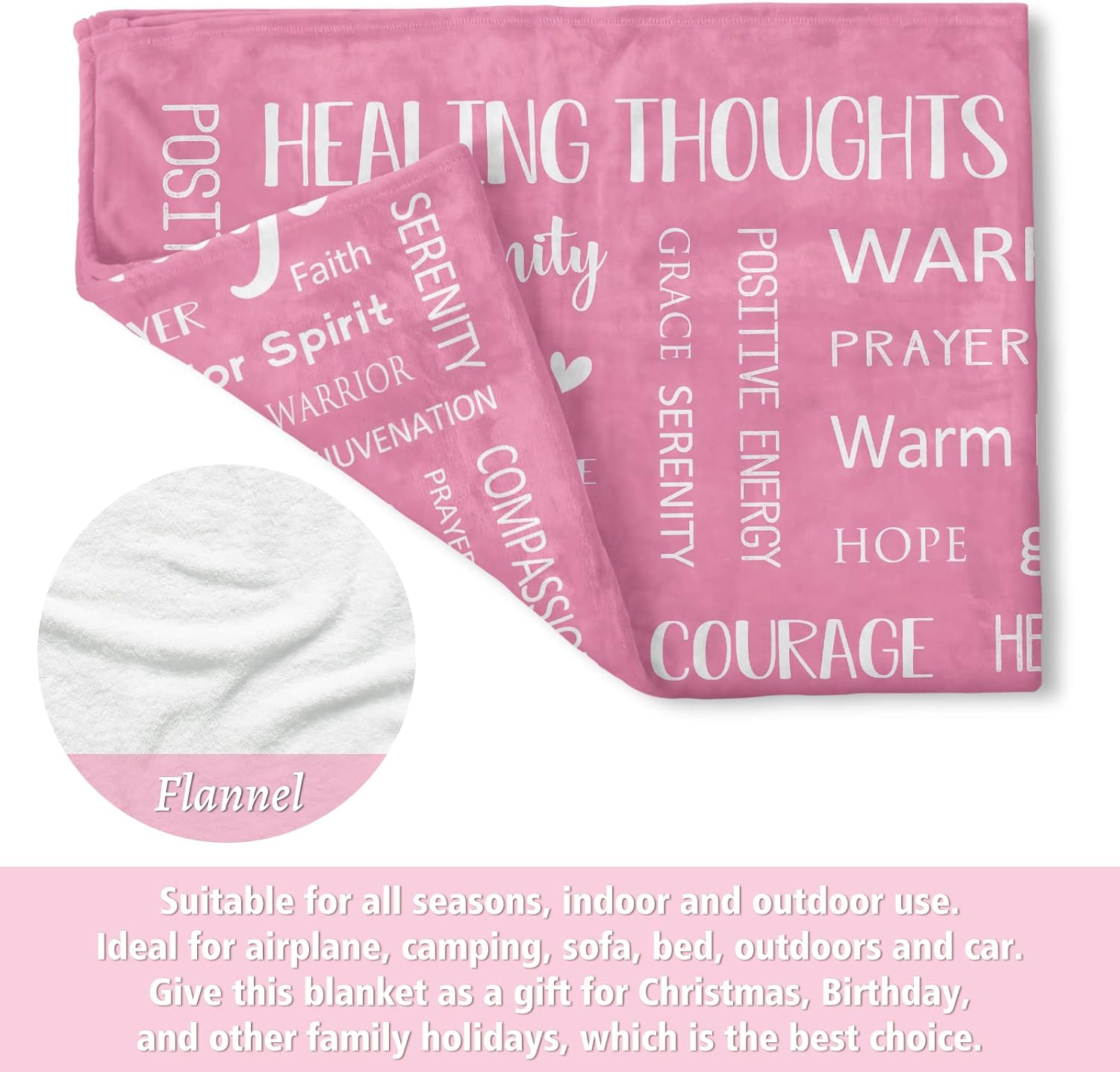 Warm Hugs Healing Blanket - Breast Cancer Gifts for Women, Get Well Soon, Feel Better Gifts for Women Patient, Think of You, Sympathy Gift for Friend Sister, Soft Comfort Throw Blankets 50" x 60"