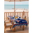 thumbnail image 2 of Outdoor Tablecloth with Umbrella Hole for Patio/Picnic/Party/Camping, Navy Blue Independence Day Waterproof Table Cloth Rectangle Table Cover Washable, American Flag Star Floral (60"x 102"), 2 of 9