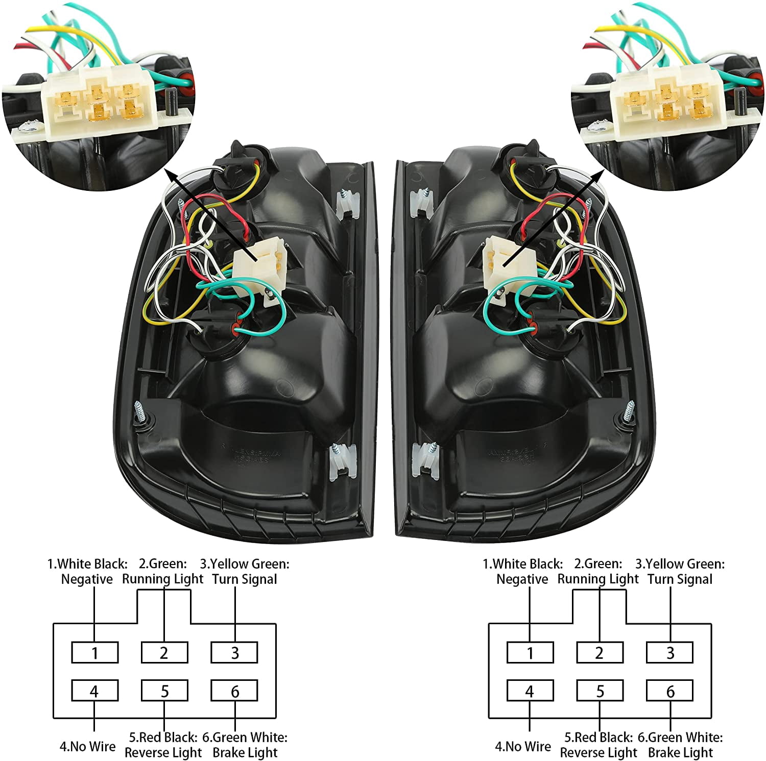 Kojem Pair Tail Light Lamps Driver Left & Passenger Right Compatible with 1995-2000 Toyota Tacoma Pickup Trunk 2wd/4wd