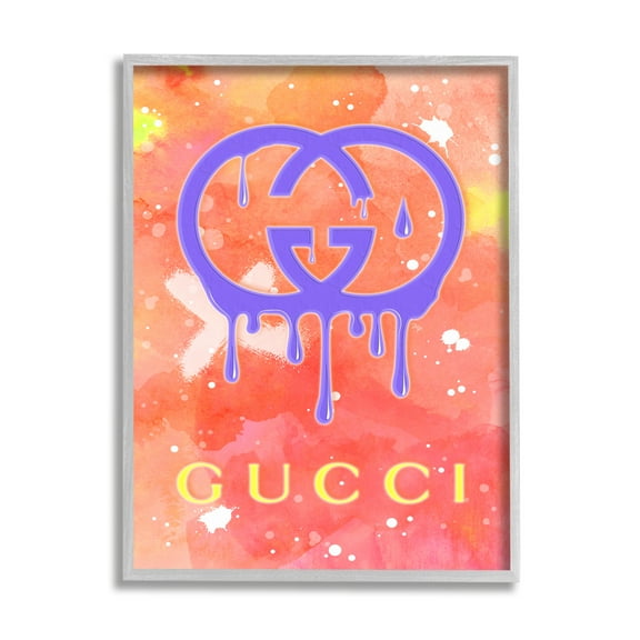 Stupell Industries Glam Modern Paint Drip Typography Painting Gray Framed Art Print Wall Art, 16 x 20