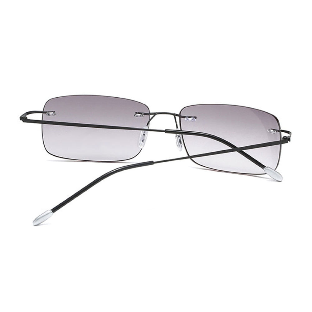 2 Pairs of Men Rimless Rimless BIFOCAL Sunglasses Rectangle Black Reading Glasses 4.00 Oversized Metal Shades Readers +4.00 UV