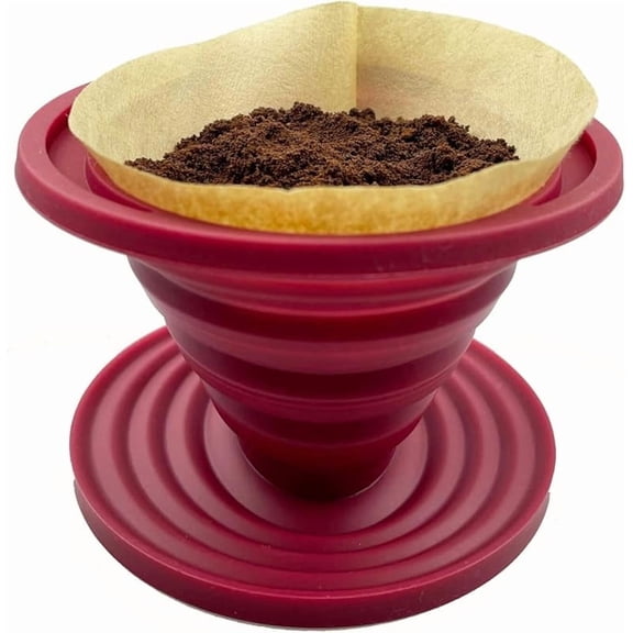 Carmujin Collapsible Pour Over Coffee Dripper, Reusable Silicone Filter Holder for Camping