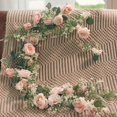 thumbnail image 2 of Guirnalda de peonías de rosas de seda, flores artificiales, hojas de eucalipto, vides, plantas para arco de boda, decoración de mesa, 1,7 M, 2 of 4