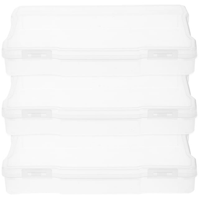 KAKOWELY 3Pcs Plastic Storage Boxes Postcards Storage Cases Hardware Screw Storage Case,7.68"X5.51"X1.38"