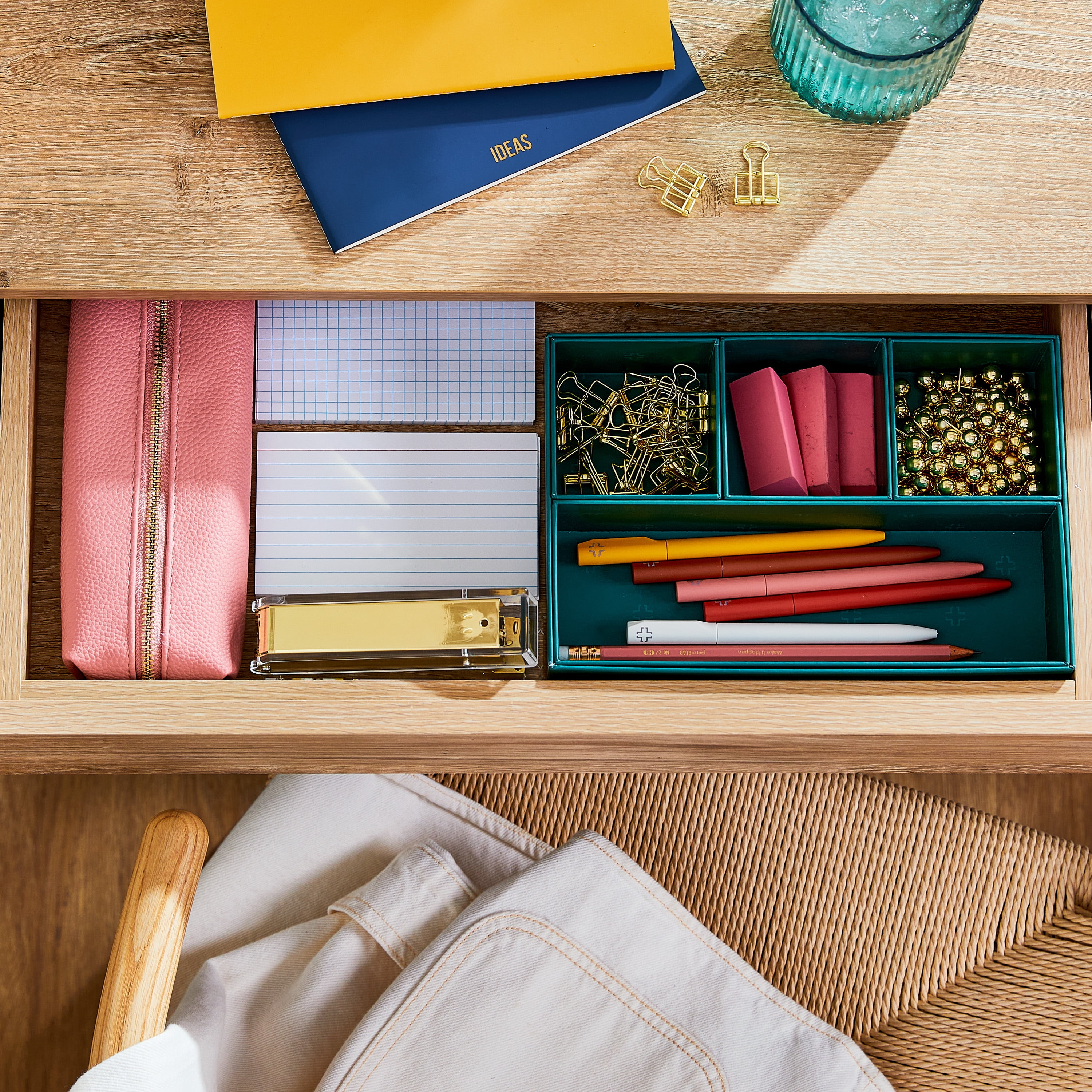 Pen+Gear Drawer Organizer Set, Green Emerald, 5-Piece