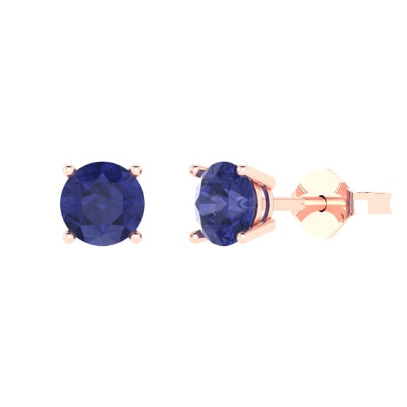 Clara Pucci 2Ct Tanzanite Round Cut VVS1 Push Back Stud 18k Solid hypoallergenic Gold Designer Earrings For December