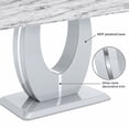 thumbnail image 5 of Sumdeal 71 in. Grey Glass Tabletop Marble Pattern Dining Set with 4 Light Gray PU Chairs, 5 Piece, 5 of 8