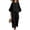 Black, variant on Two Piece Sets for Women , Solid Round Neck Button 3/4 Sleeve Blouse and Elastic Waist Casual Pants , Womens Summer Outfits,Navy S