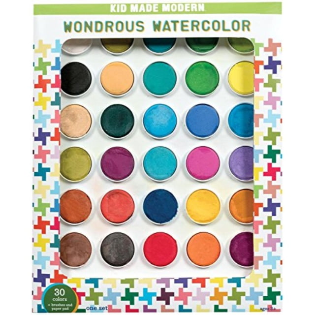 Kid Made Modern Wondrous Watercolor Kit - Kids Arts and Crafts Painting Supplies (30 Colors)