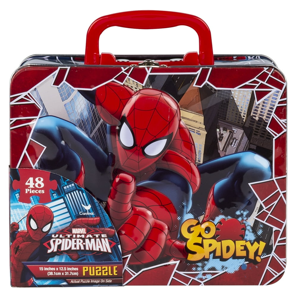 Marvel Spiderman 48piece Jigsaw Puzzle, in Tin Box with Handle