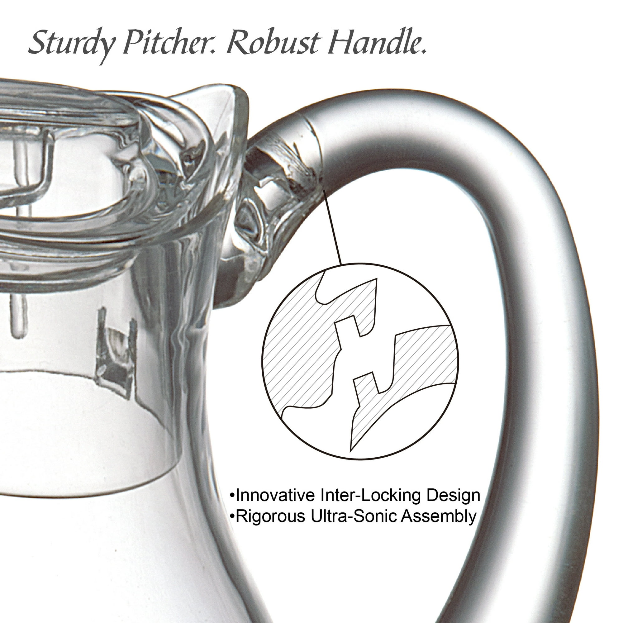 Amazing Abby - Bubbly - Plastic Pitcher (64 oz, 2 Quart), Clear Water Pitcher with Lid, Fridge Jug, BPA-Free, Shatter-Proof, Great for Iced Tea, Sangria, Lemonade, Juice, Milk, and More