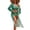 Green, variant on Fewfanhot Women's Long Sleeve Bikini Set Cover-Up Two-Piece SheerMesh Swimwear Printed Bathing Suit Beach Vacation Swimsuit